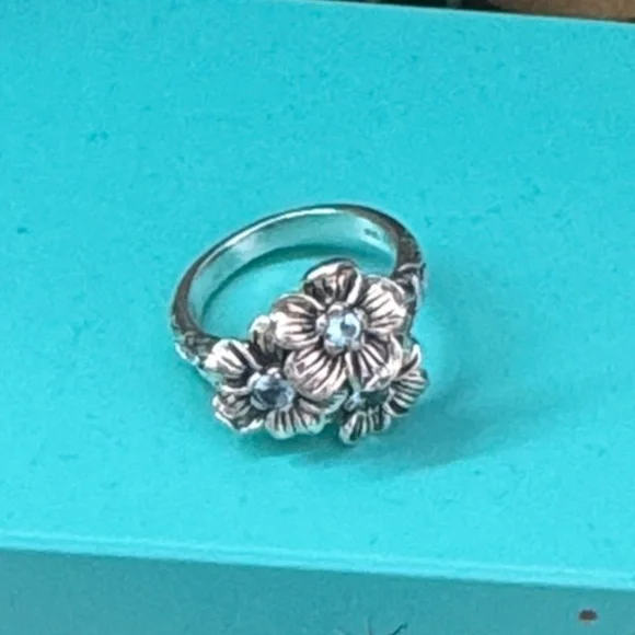 🔥SALE JAI John Hardy Sterling Silver Ring Size 7 with 3 Blue Topaz Gemstones - Picture 9 of 9